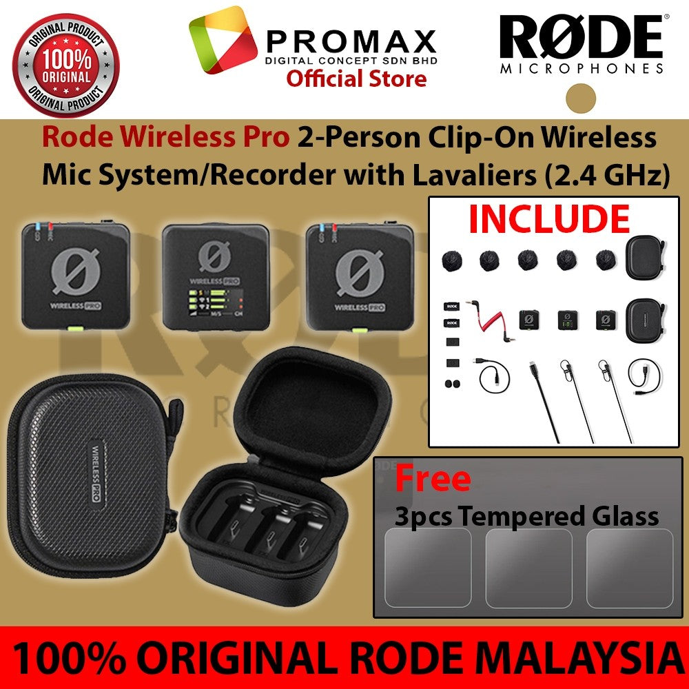 RODE Wireless PRO 2-Person Clip-On Wireless Microphone System/Recorder with Lavaliers (2.4 GHz)