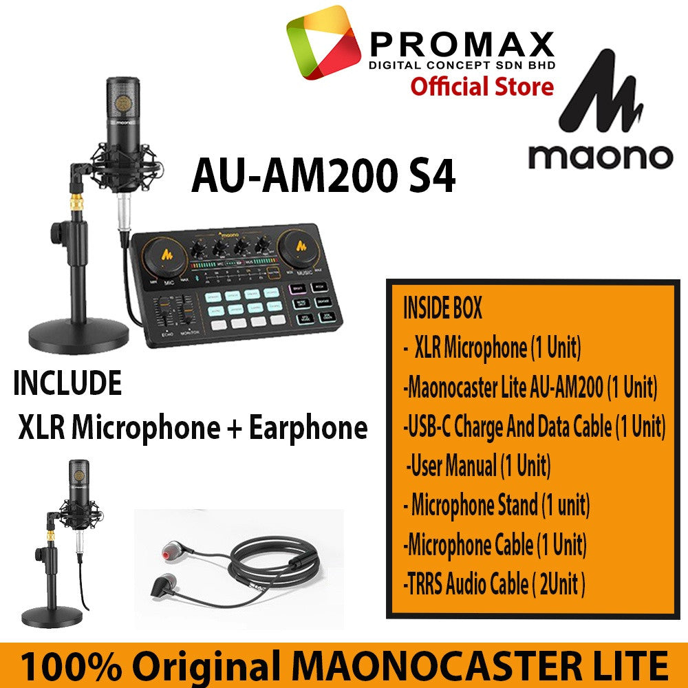RM20 CASHBACK! MAONO AU-AM200 LITE / S1 Portable podcast Console Live Broadcast SoundCard Mixer Streaming Maonocaster