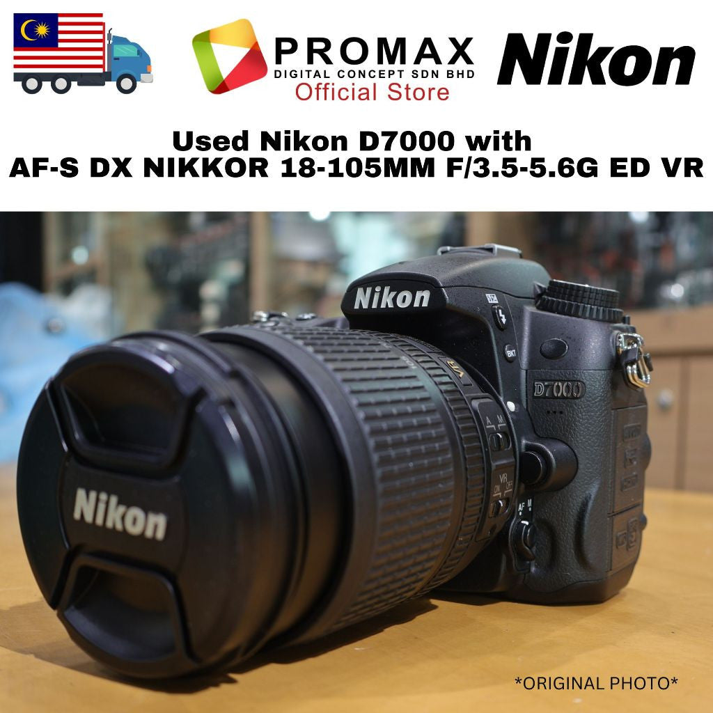 Used Nikon D7000 with AF-S DX NIKKOR 18-105MM F/3.5-5.6G ED VR Lens like new