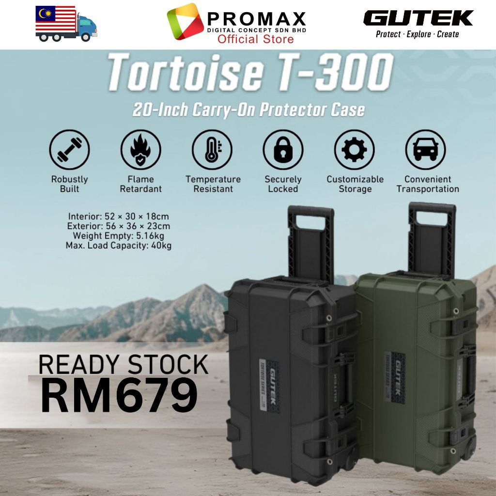 Gutek Tortoise T-300 Carry-On Protector Case with Security Locks and Customizable Storage