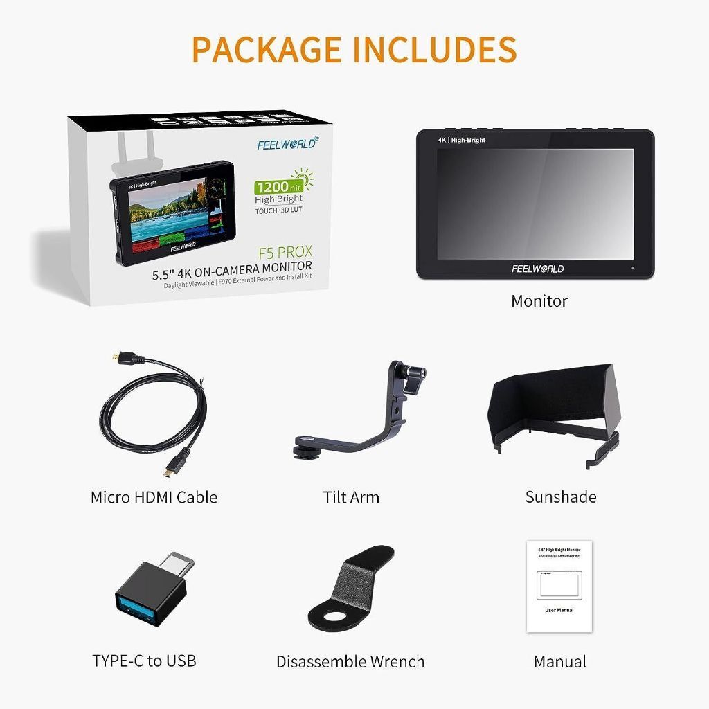 FEELWORLD F5 PRO V4 6" Inch 4K / F5 Pro X 5.5" Touch Screen Monitor Field 3D LUT HDMI Video Monitor DSLR Camera