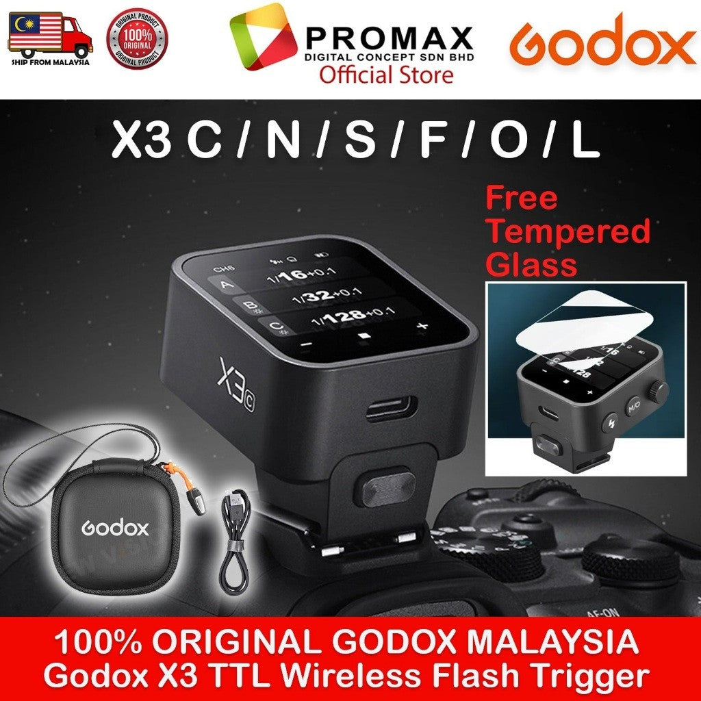 Godox X3 TTL Wireless Flash Trigger For ( Fuji , Sony , Nikon , Olympus , Canon )