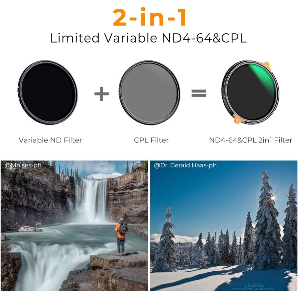 K&F Nano-X Variable ND4-64 & CPL Filter 28 Layer Coating 2 in 1 8K 2-6 stops
