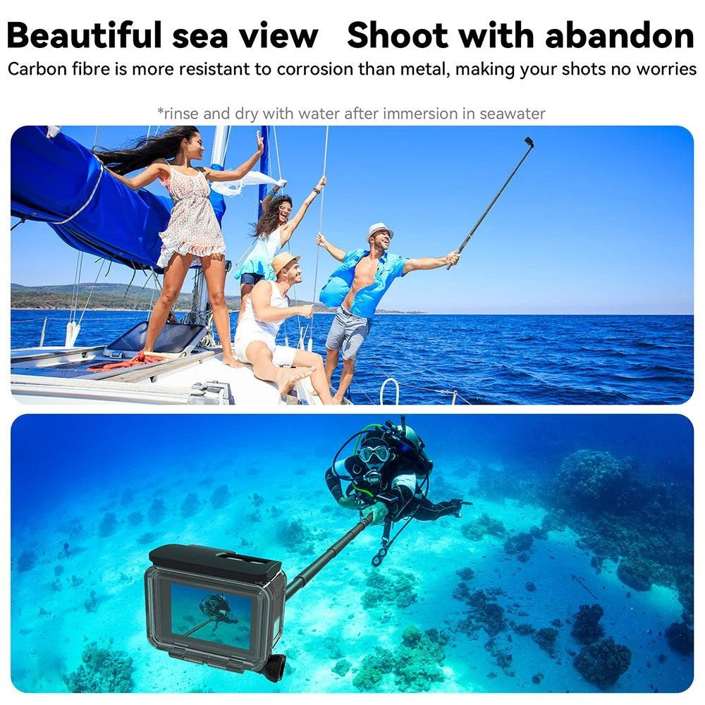 Telesin GP-MNP-002 2nd Generation 1.2M (120CM)  Carbon Fiber Selfie Stick for Action Camera / Insta360 / DJI / Gopro
