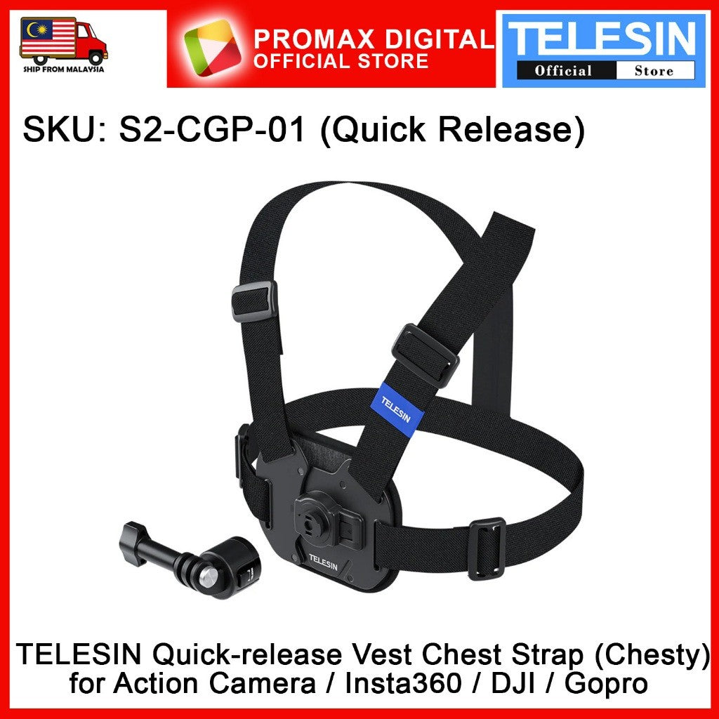 TELESIN S2-CGP-01 / S2-CGP-01GY Quick-Release Vest Chest Mount Strap Chesty for Action Cam Gopro Osmo Insta360 DJI
