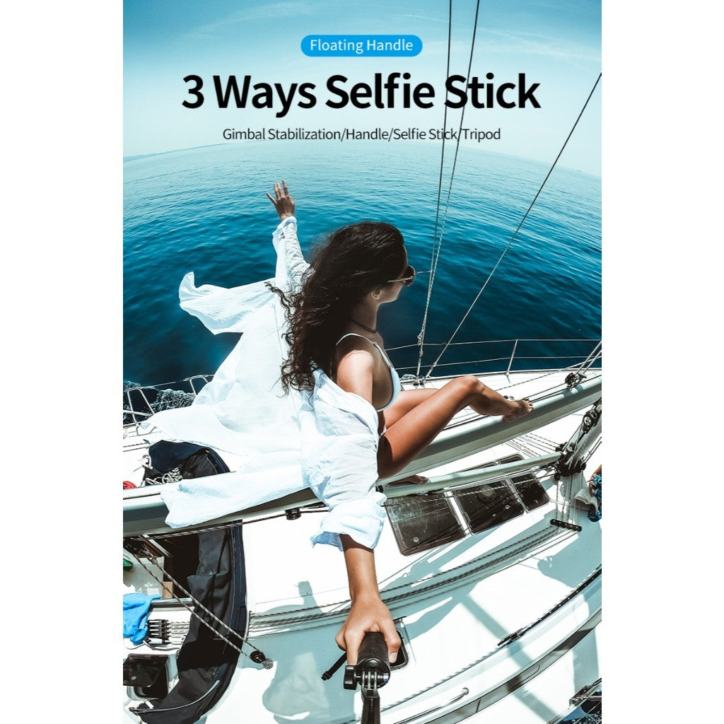 TELESIN GP-MFW-300 Waterproof Selfie Stick Floating Hand Grip + 3-Way Grip Arm Monopod Pole Tripod