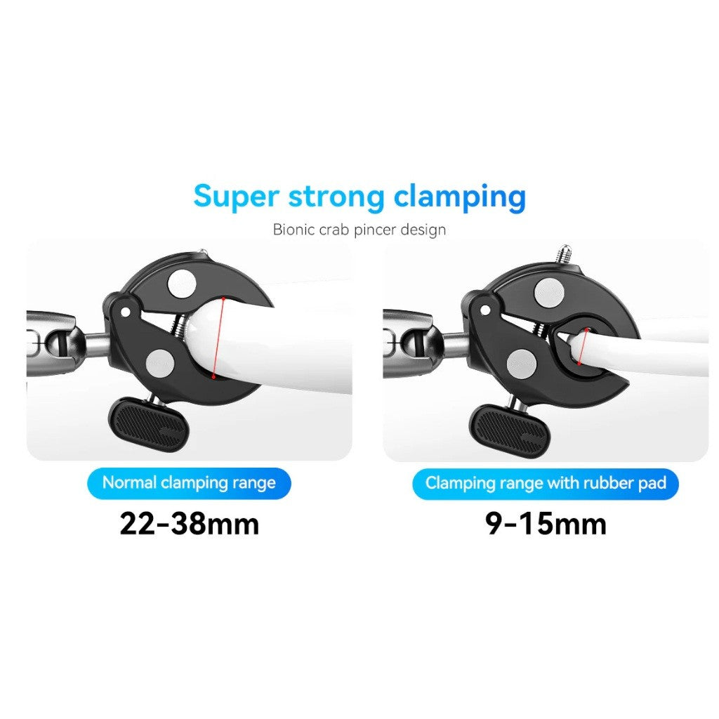 TELESIN GP-HBM-001-D Double-headed Crab Clamp Bike/Moto Pipe Clamp