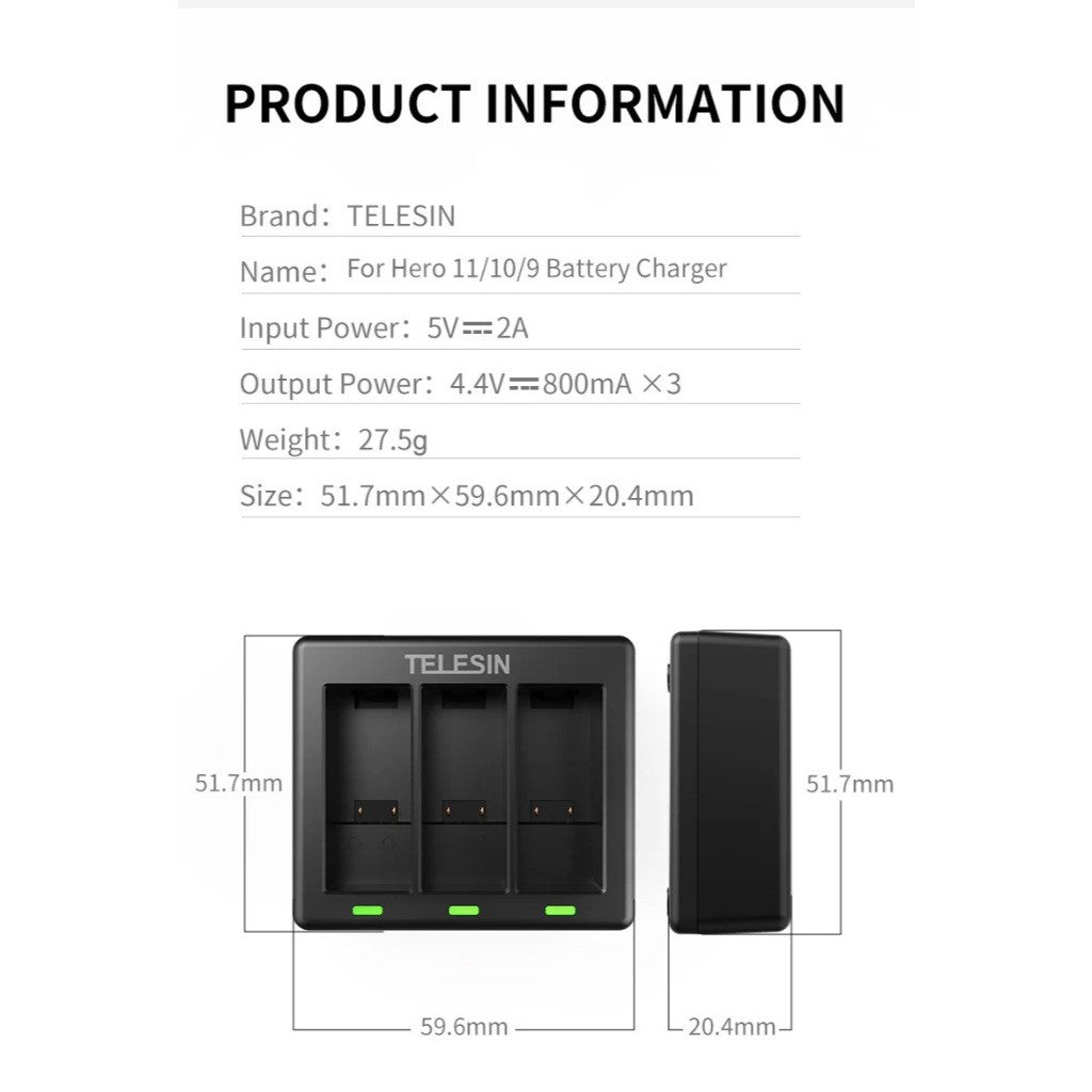 TELESIN 3-Channel Battery Charger