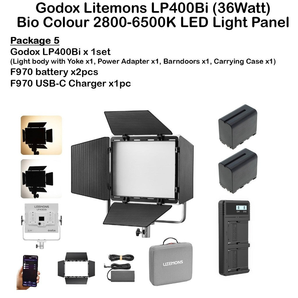 Godox LP400R/LP400Bi RGB LED Panel Light Video Light with Barndoor For Videography and Photography