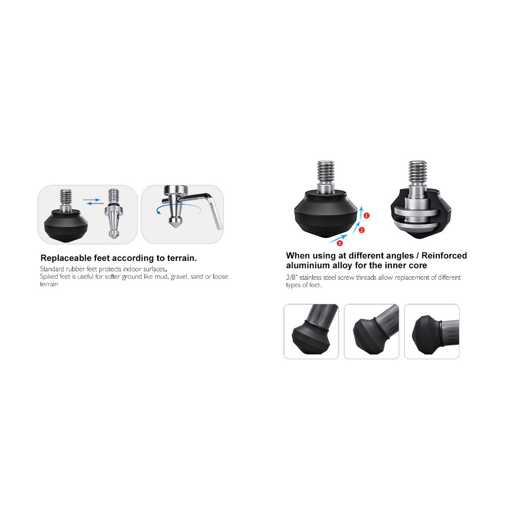 Leofoto LSR-324C + LH-40 Professional Light Weight Rapid Ranger Series Carbon Fiber Tripod