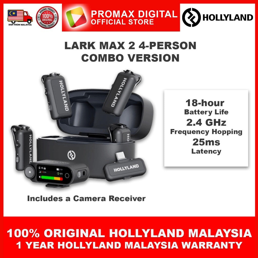 Hollyland LARK MAX 2 Wireless Microphone System with Lavalier mic (2.4 GHz, Black)
