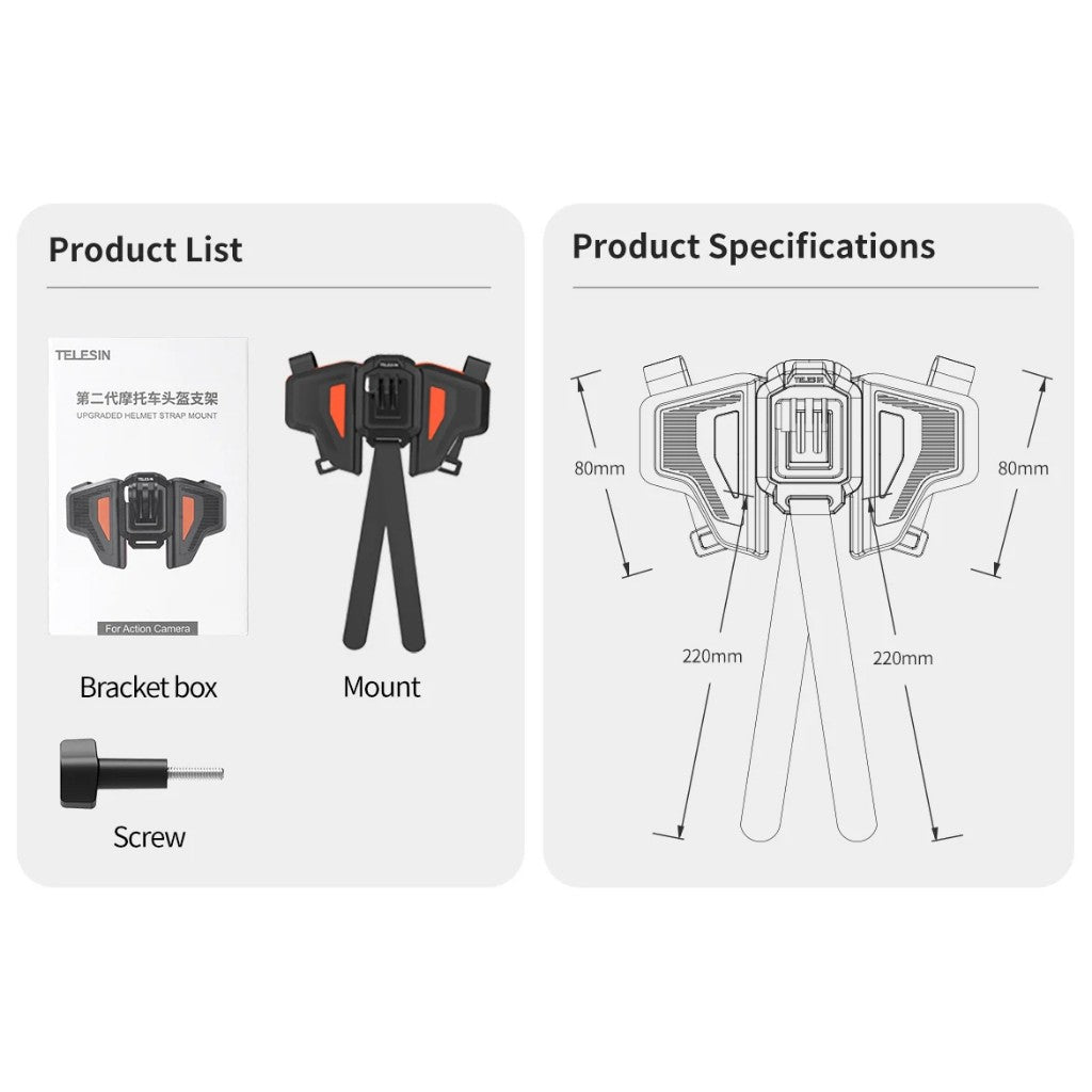 TELESIN GP-HBM-MT2-YH Version 2 Motorcycle Helmet Chin Strap Mount