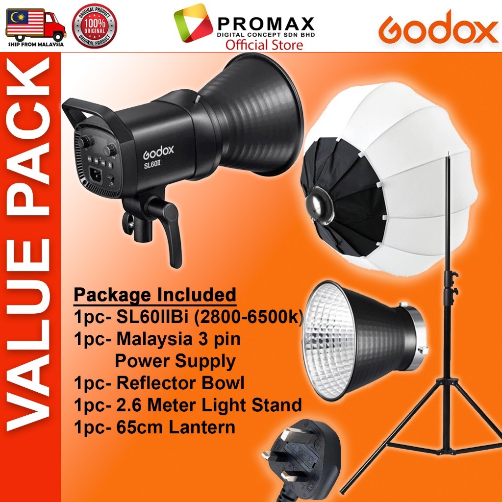 CHEAPEST! Godox SL60 II SL60IID SL60IIBi with Lantern Octa 95cm 60x90cm Softbox Stand LED Video Light for Photo Studio