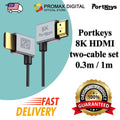 Portkeys 2.5mm Ultra-thin HDMI-Compatiabled Cable 0.3m & 1m Dual Cabel Set 8K Cables for Cameras Monitors