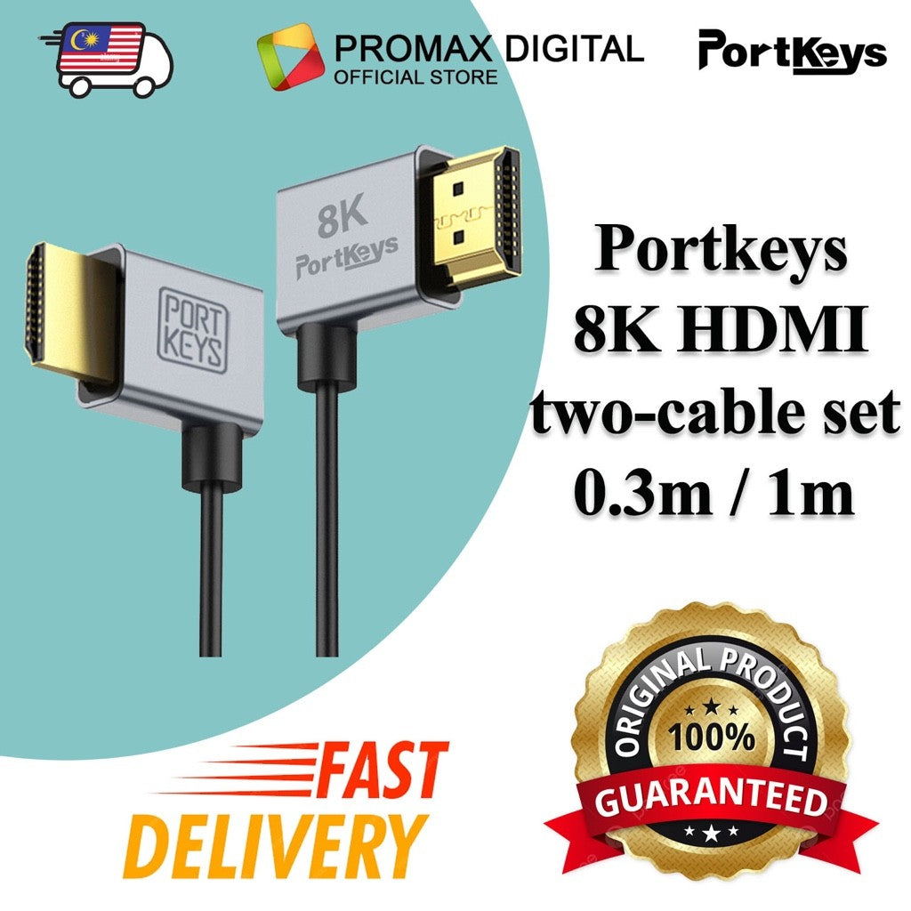 Portkeys 2.5mm Ultra-thin HDMI-Compatiabled Cable 0.3m & 1m Dual Cabel Set 8K Cables for Cameras Monitors