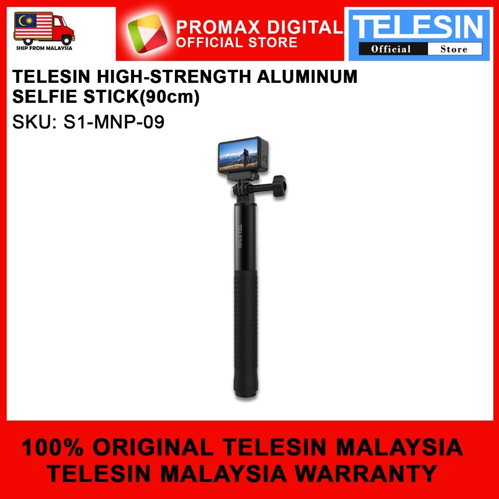 TELESIN HIGH-STRENGTH ALUMINUM SELFIE STICK (90cm, 120cm, 150cm)