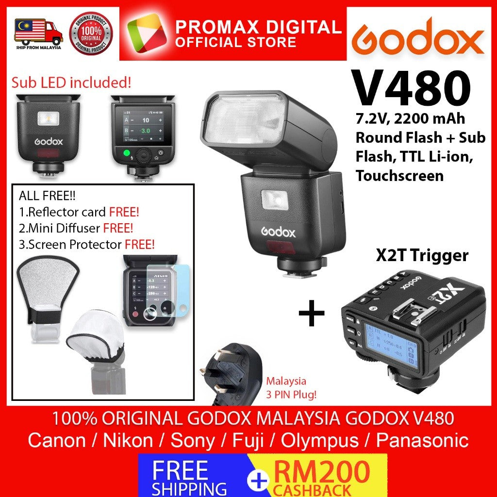 GODOX V480 C / N / S / F / O TTL Li-ion Camera Flash for Canon , Nikon , Sony , Fujifilm , Olympus