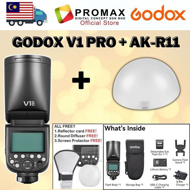 (Many Free Gift)!!Godox V1Pro V1 Pro V1C V1N V1S Flash Speedlight Round TTL Li-ion Round Head Camera Flash V1 Pro V1-Pro