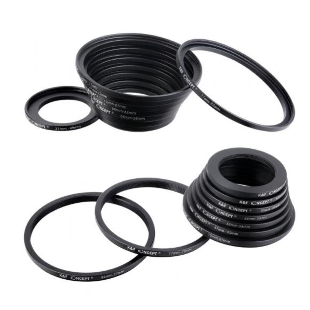 K&F 18 Pieces Filter Ring Adapter Set (SKU.0629) (Includes 9pcs Step Up Ring Set + 9pcs Step Down Ring Set)