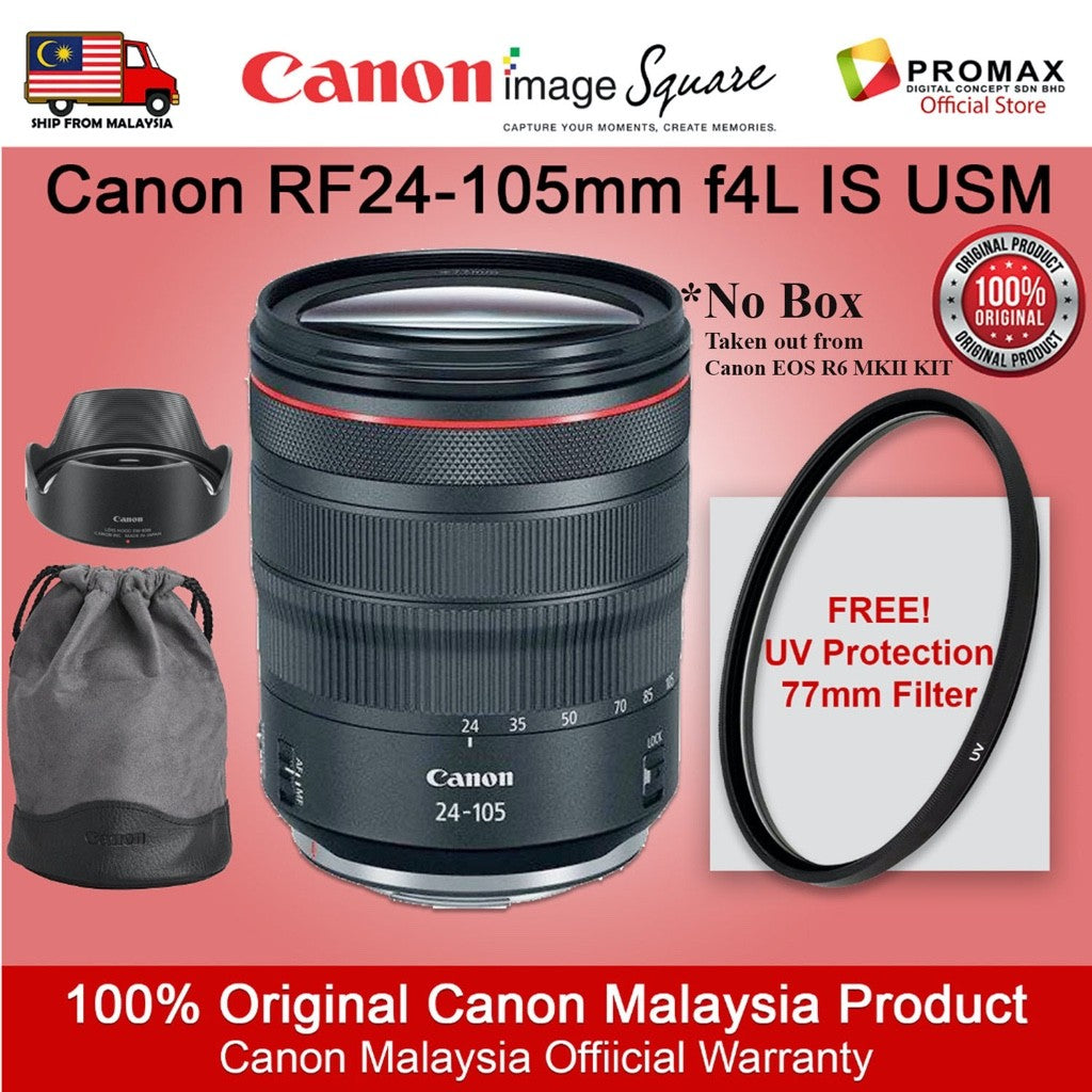 Canon RF 24-105mm f/4L IS USM rf24-105mm F4 L IS USM FREE UV FILTER, No Box-Taken out from Canon EOS R6 MKII KIT