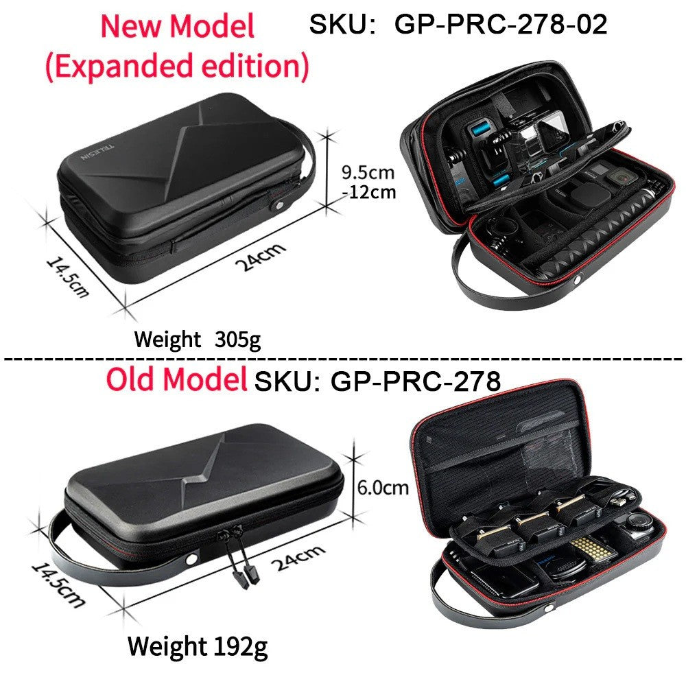 New Version TELESIN GP-PRC-278-02 Waterproof Portable Adjustable Space Storage Bag Hard Case for GoPro Osmo Insta360 DJI