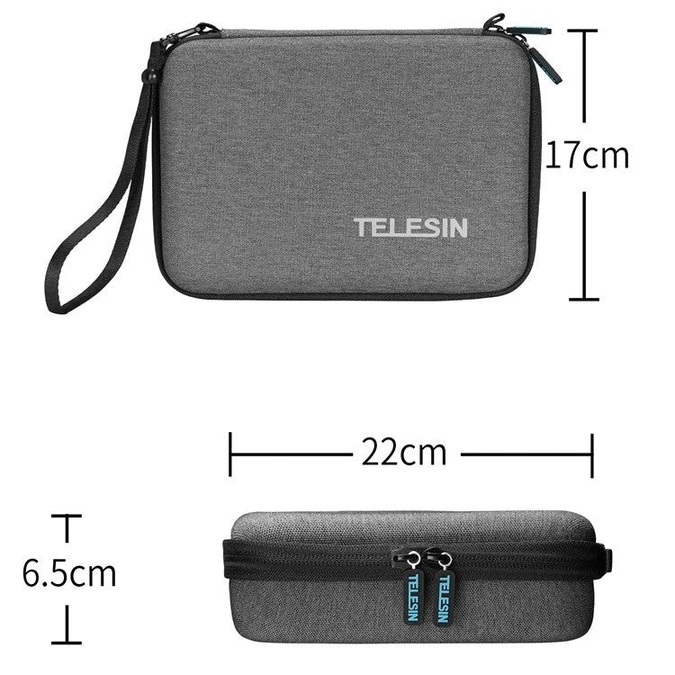 TELESIN GP-PRC-213-B Medium Size Portable Shockproof Camera Accessories Eva Carrying Case Storage Bag with Wrist Strap