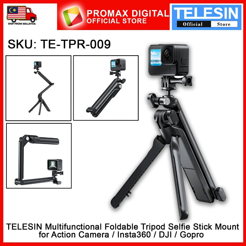 TELESIN TE-TPR-009 3-Way Arm Hand Grip Multifunctional Foldable Tripod Selfie Stick