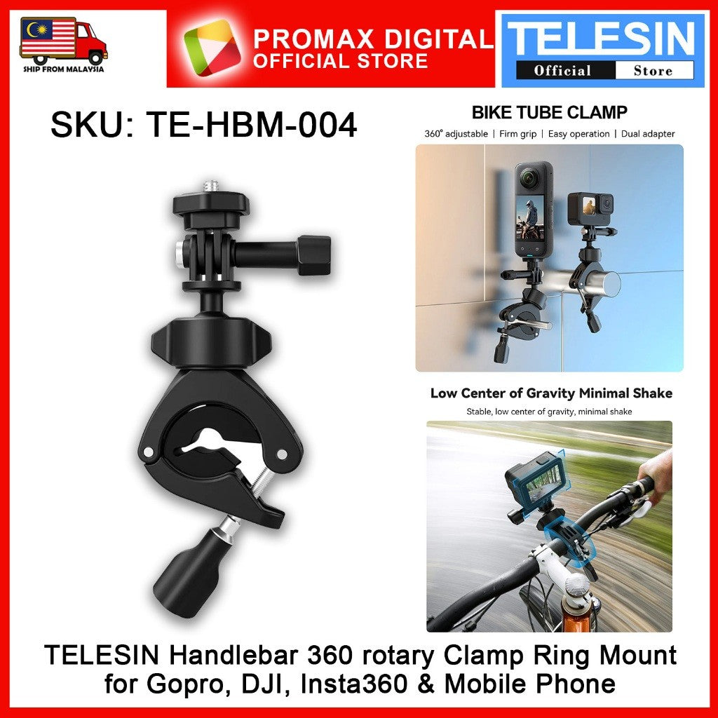 TELESIN TE-HBM-004 Handlebar Clamp Bike Tube 360 Rotary Clamp Ring Mount