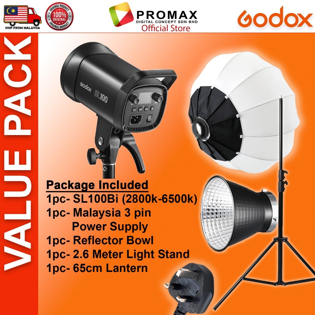 CHEAPEST! Godox SL100 SL100D SL100Bi with Lantern Octa 95cm 60x90cm Softbox Stand LED Video Light for Photo Studio