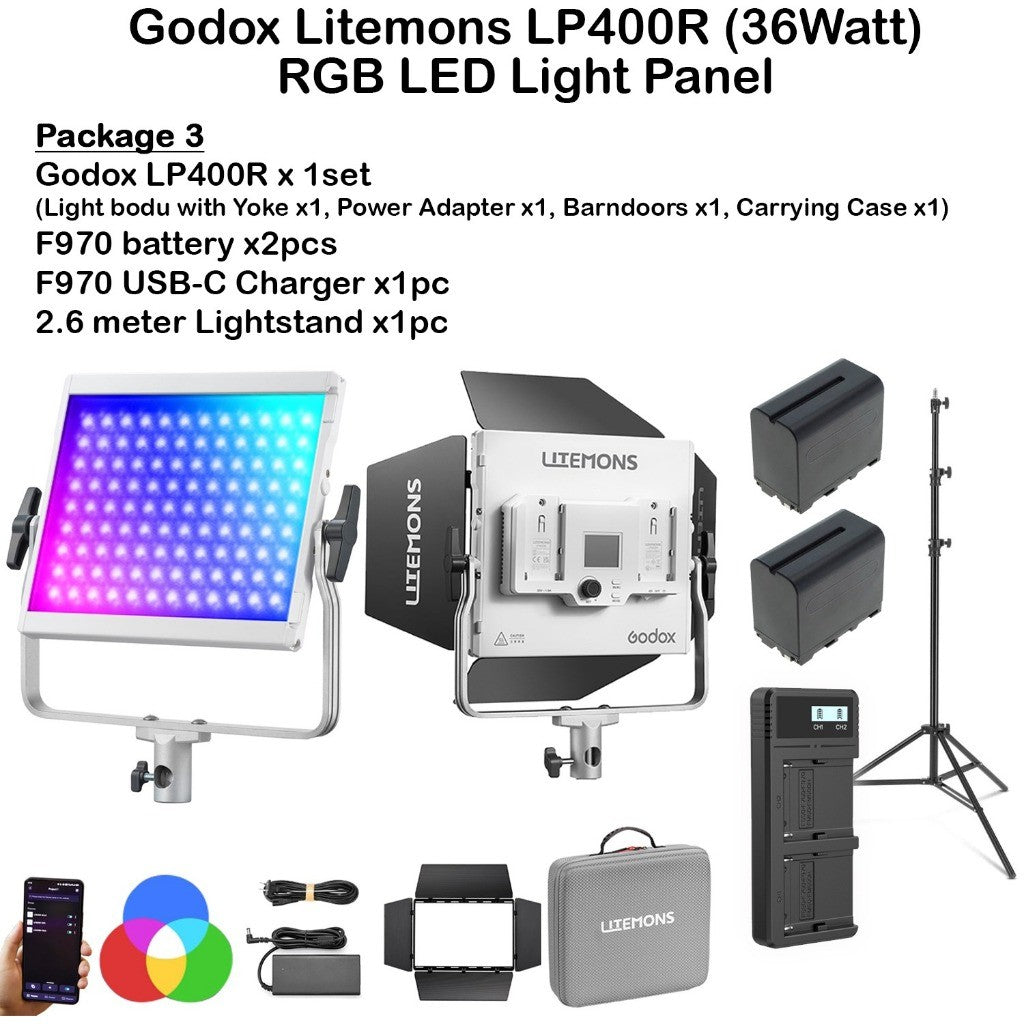 Godox LP400R/LP400Bi RGB LED Panel Light Video Light with Barndoor For Videography and Photography