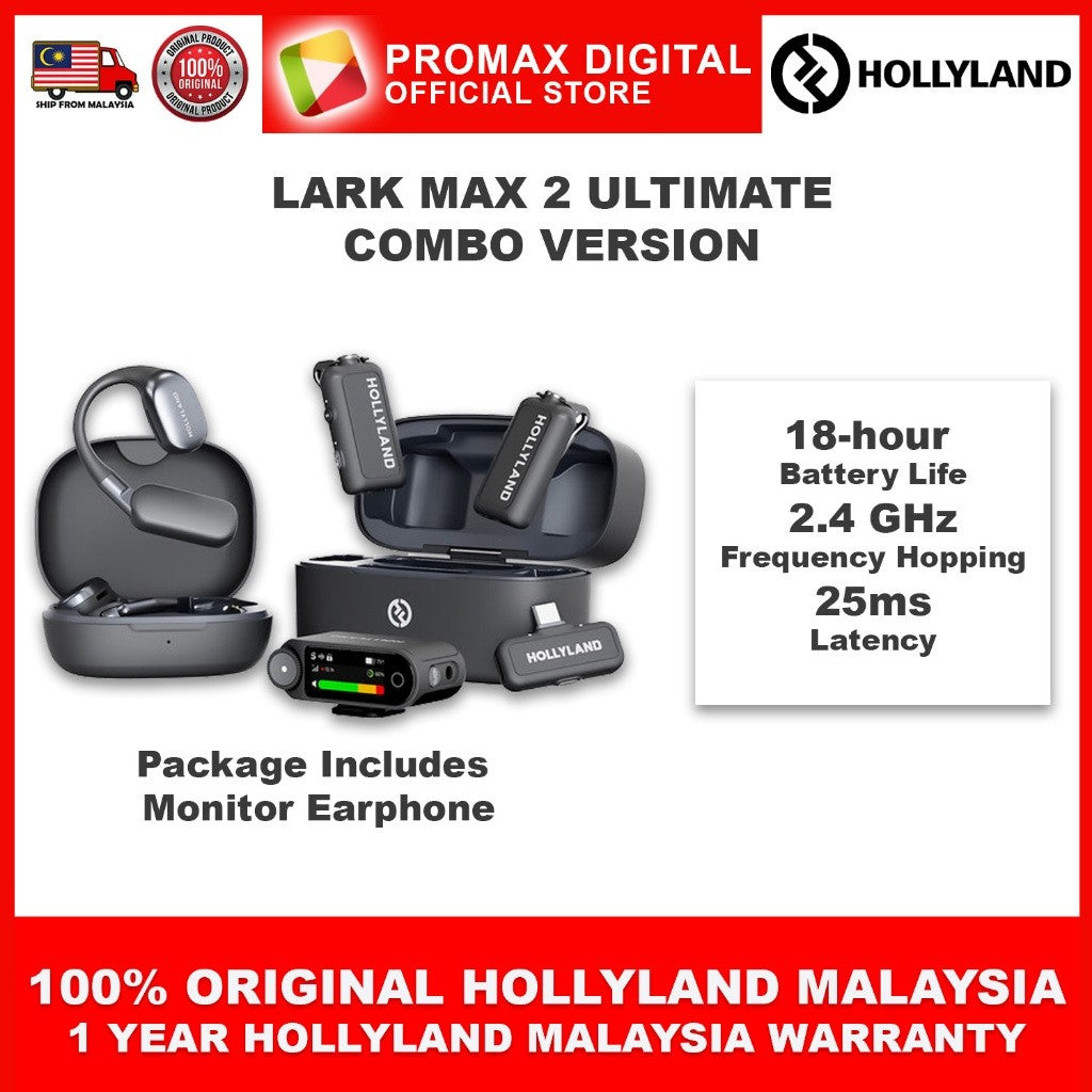 Hollyland LARK MAX 2 Wireless Microphone System with Lavalier mic (2.4 GHz, Black)