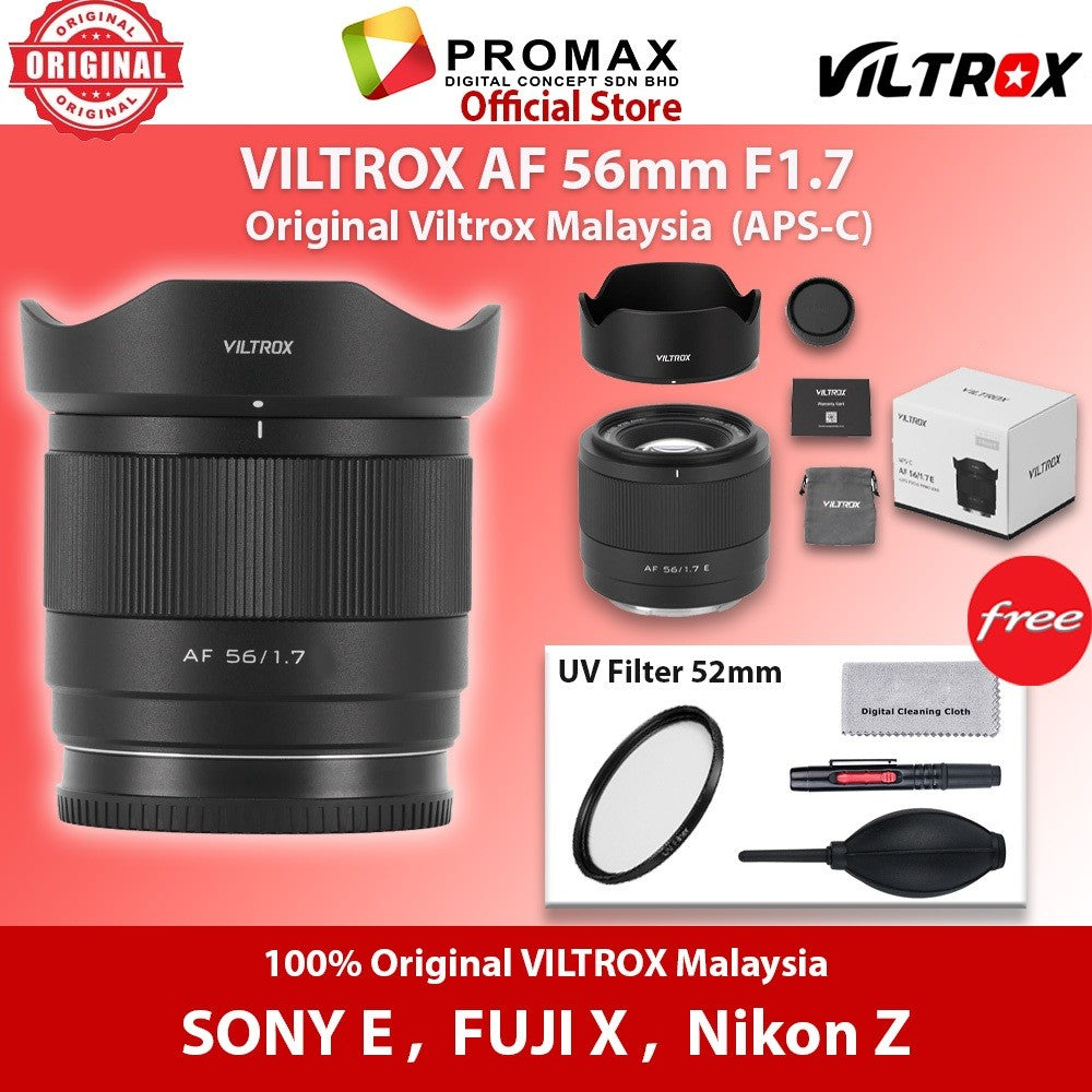 Viltrox AF 56mm F1.7 Auto Focus Prime Lens for Sony FE / FUJIFILM XF / NIKON Z
