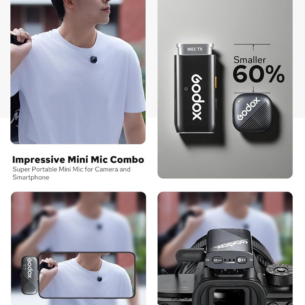 Godox Cube-C Black 2-Person Wireless Microphone with USB-C Connector for Phone and camera (2.4 GHz)