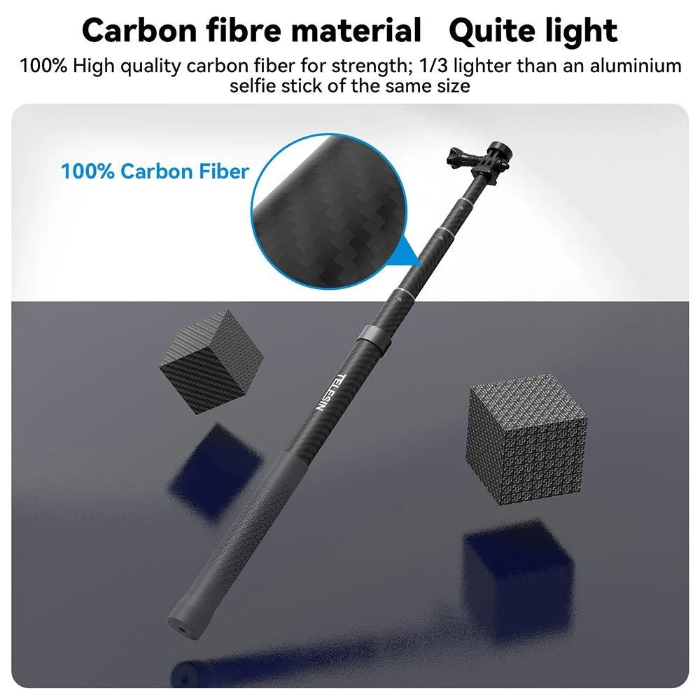 Telesin GP-MNP-002 2nd Generation 1.2M (120CM)  Carbon Fiber Selfie Stick for Action Camera / Insta360 / DJI / Gopro