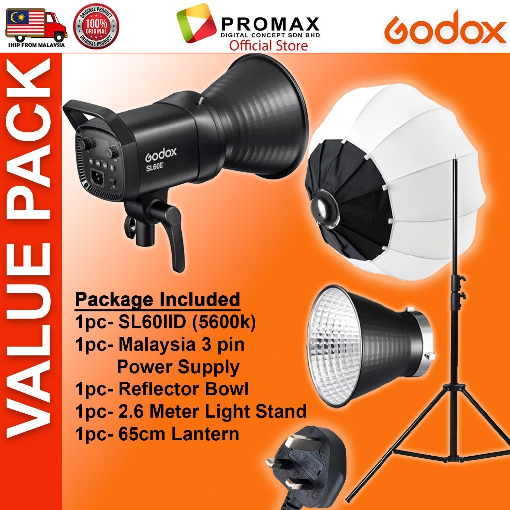 CHEAPEST! Godox SL60 II SL60IID SL60IIBi with Lantern Octa 95cm 60x90cm Softbox Stand LED Video Light for Photo Studio