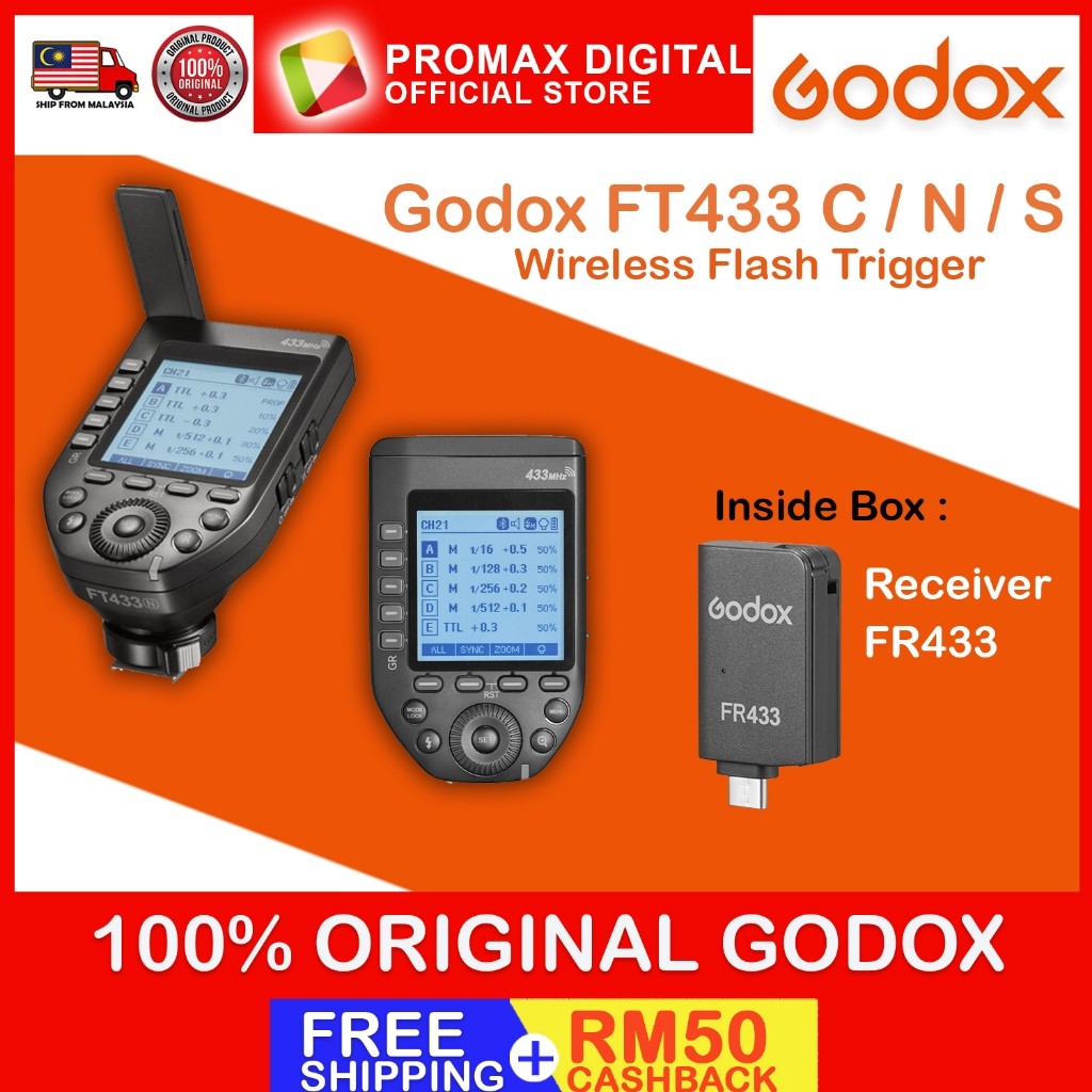 Godox FT433 TTL Wireless Flash Trigger FT433C for Canon FT433S Sony FT433N Nikon.