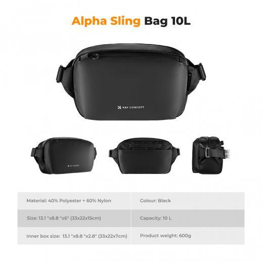 K&F CONCEPT 2 IN 1 SLINGBAG CROSSBODY SLING BAG ALPHA 10L EVERYDAY SHOULDER BAG & MULTIFUNCTION KF13.157