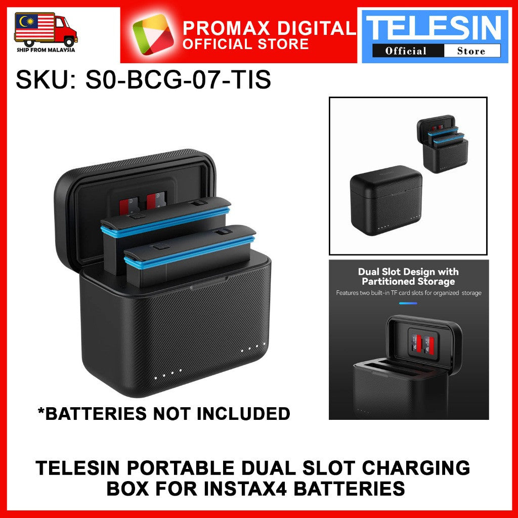 TELESIN PORTABLE DUAL SLOT BATTERY CHARGING CASE