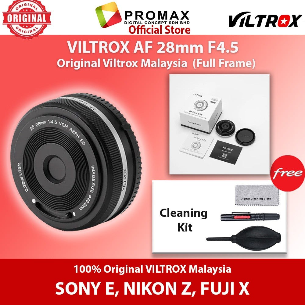 VILTROX AF 28mm f4.5 Full-Frame Pancake Lens for Sony FE , Fuji X and Nikon Z Mount