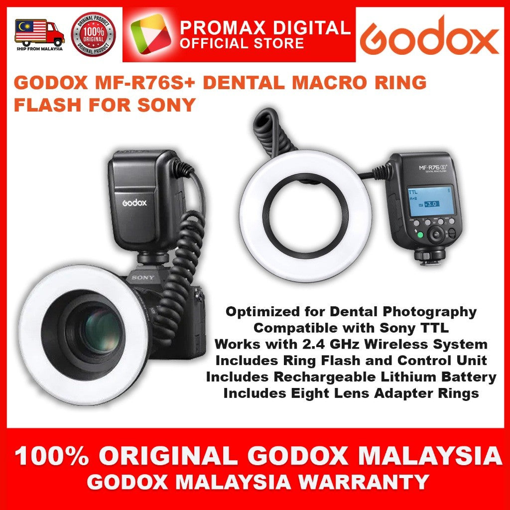 Godox MF-R76  / MF-R76S MF-R76C TTL Macro LED Ring Light Macro Speedlite Flash Light SONY NIKON CANON