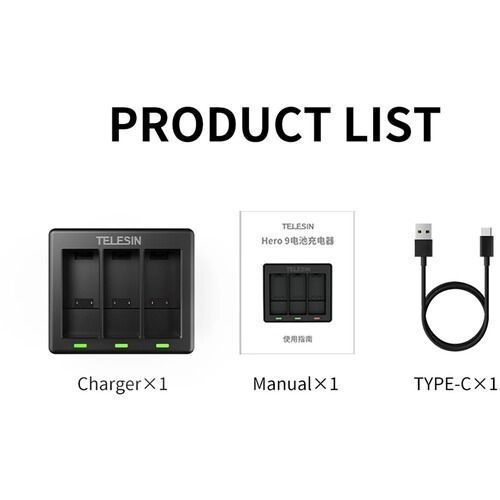 TELESIN 3-Channel Battery Charger