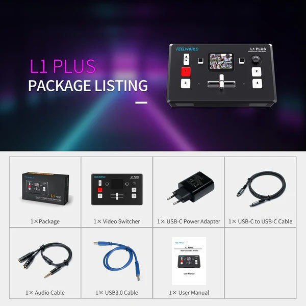 FEELWORLD L1 Plus Video Switcher MULTICAMERA LIVE STREAMING 4 HDMI INPUTS LIVEPRO