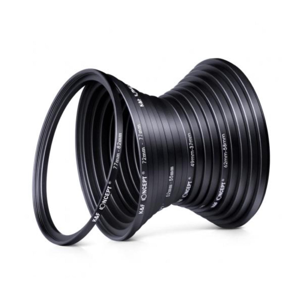 K&F 18 Pieces Filter Ring Adapter Set (SKU.0629) (Includes 9pcs Step Up Ring Set + 9pcs Step Down Ring Set)