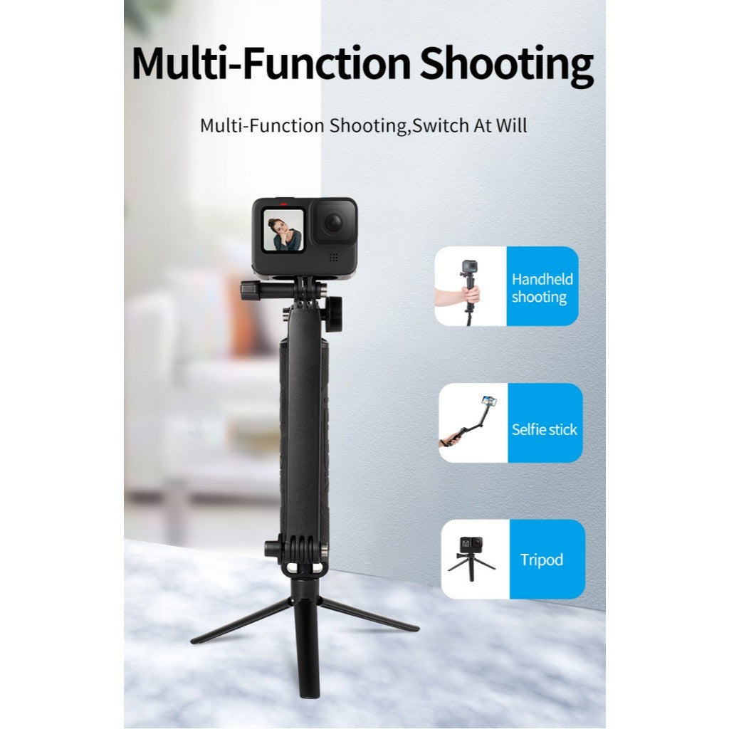 TELESIN GP-MFW-300 Waterproof Selfie Stick Floating Hand Grip + 3-Way Grip Arm Monopod Pole Tripod