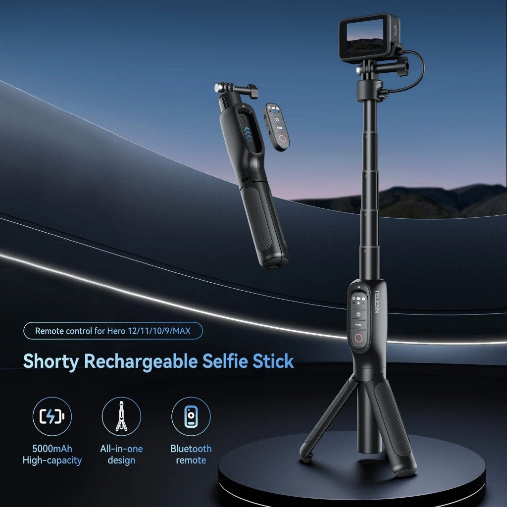 TELESIN S1-CSS-01-TGP 5000Mah 360 Rotation Charging Selfie Stick PowerBank Remote Control Tripod