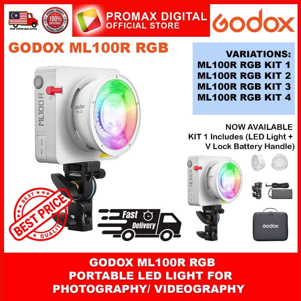 GODOX ML100R RGB Portable LED Light for Photography and Videography (KIT 1/ KIT 2/ KIT 3/ KIT 4)