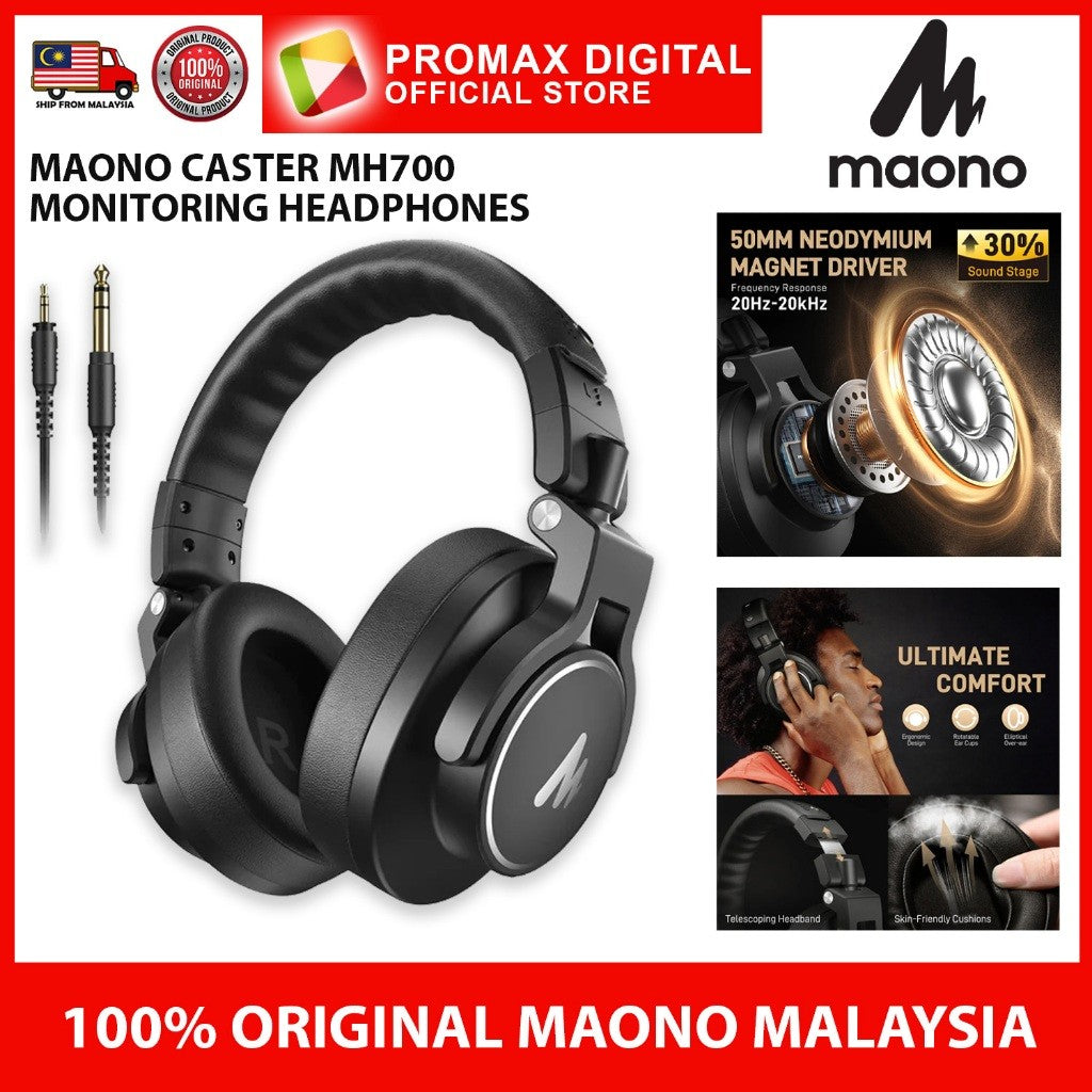 MaonoCaster MH700 DJ Studio Monitor Headphones with 50mm Driver Maono Caster MH-700