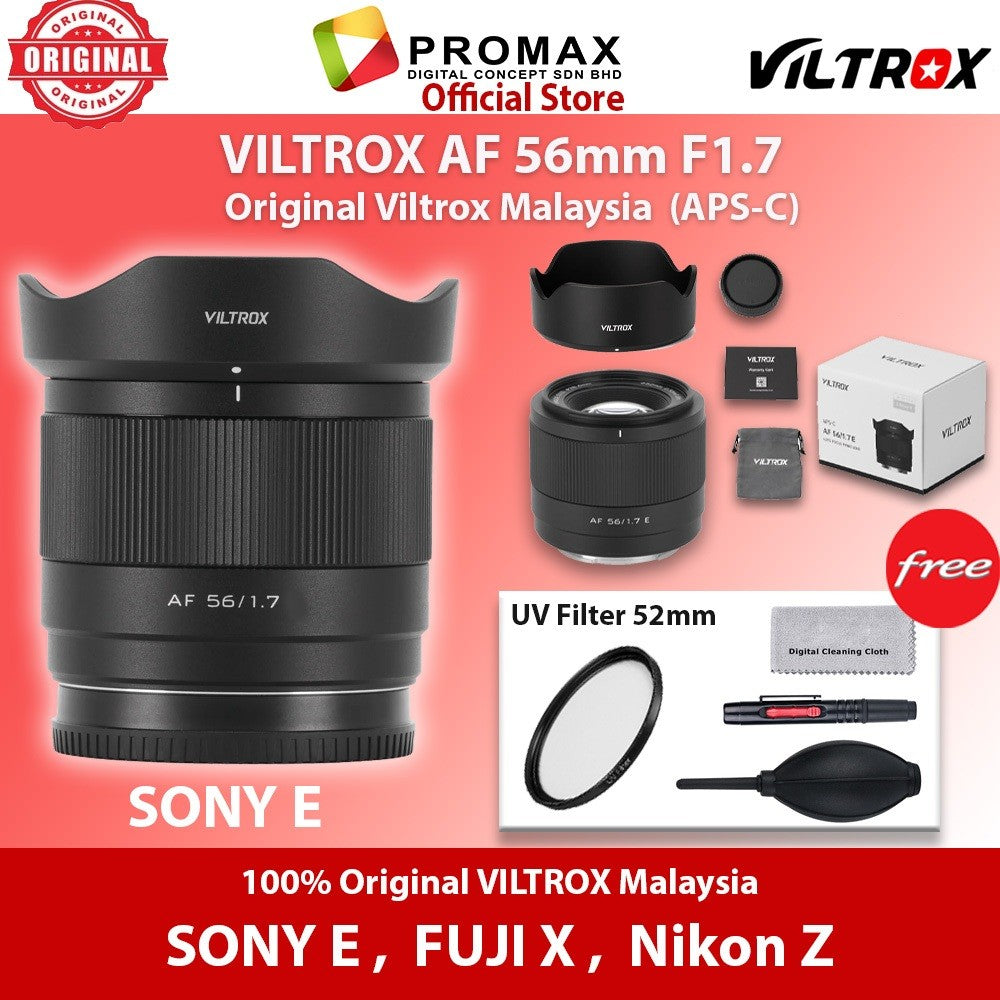 Viltrox AF 56mm F1.7 Auto Focus Prime Lens for Sony FE / FUJIFILM XF / NIKON Z