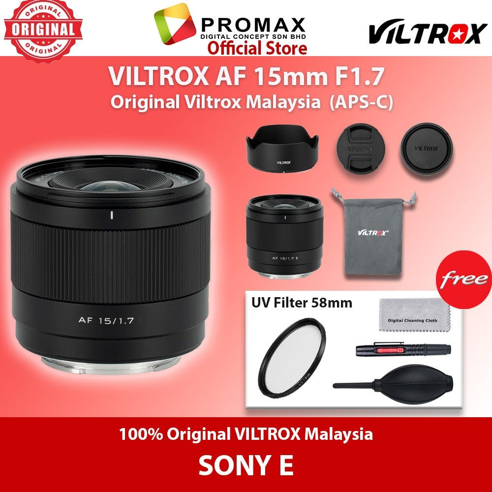 Viltrox AF 15mm f1.7 Air APS-C Lens for Sony E , Nikon Z , Fuji X Mounts