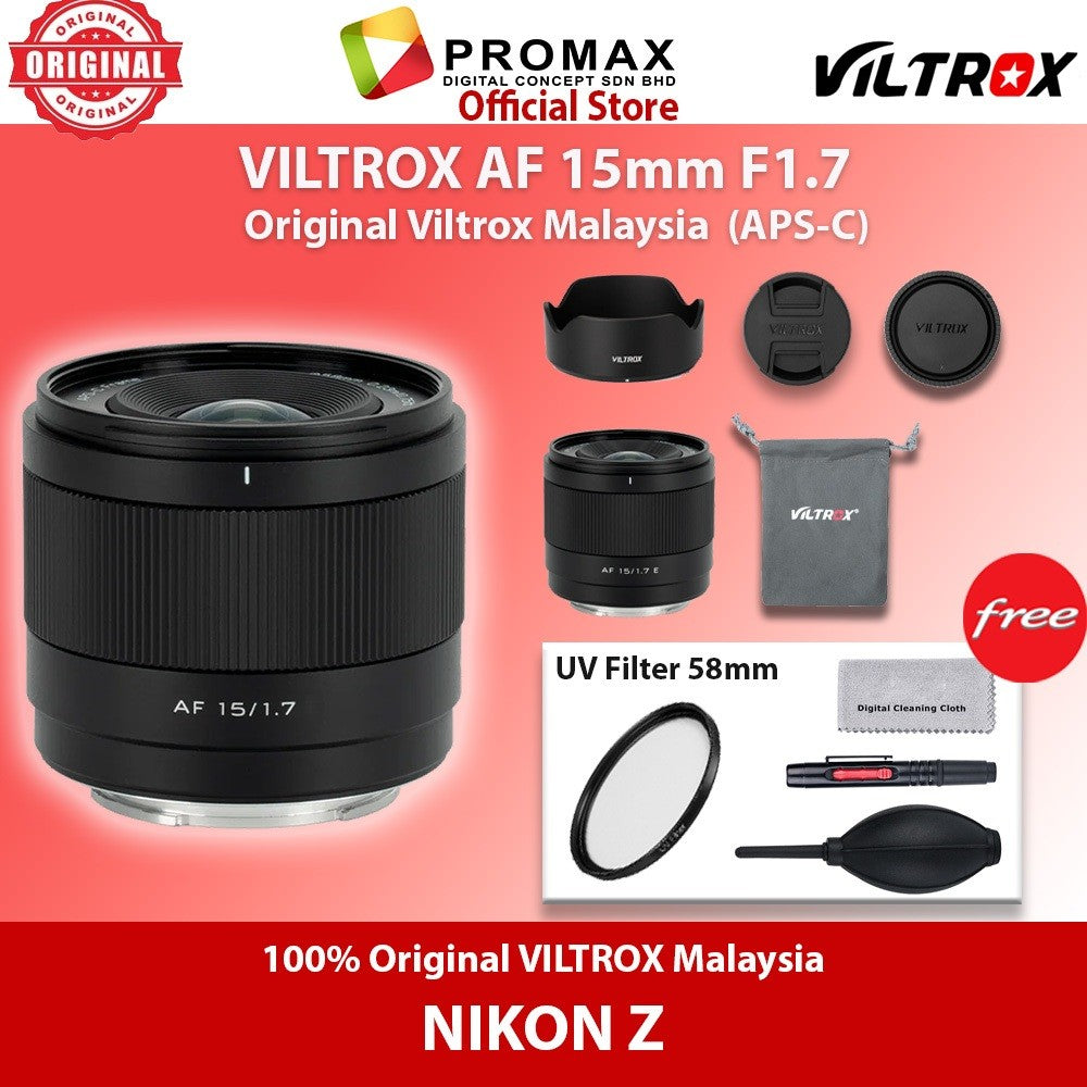 Viltrox AF 15mm f1.7 Air APS-C Lens for Sony E , Nikon Z , Fuji X Mounts